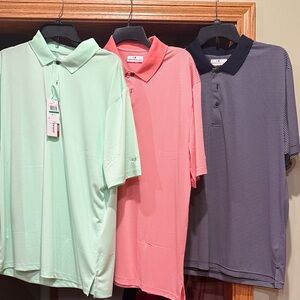 Grand Slam Men's Polo Shirts - Light Green, Coral, and Navy